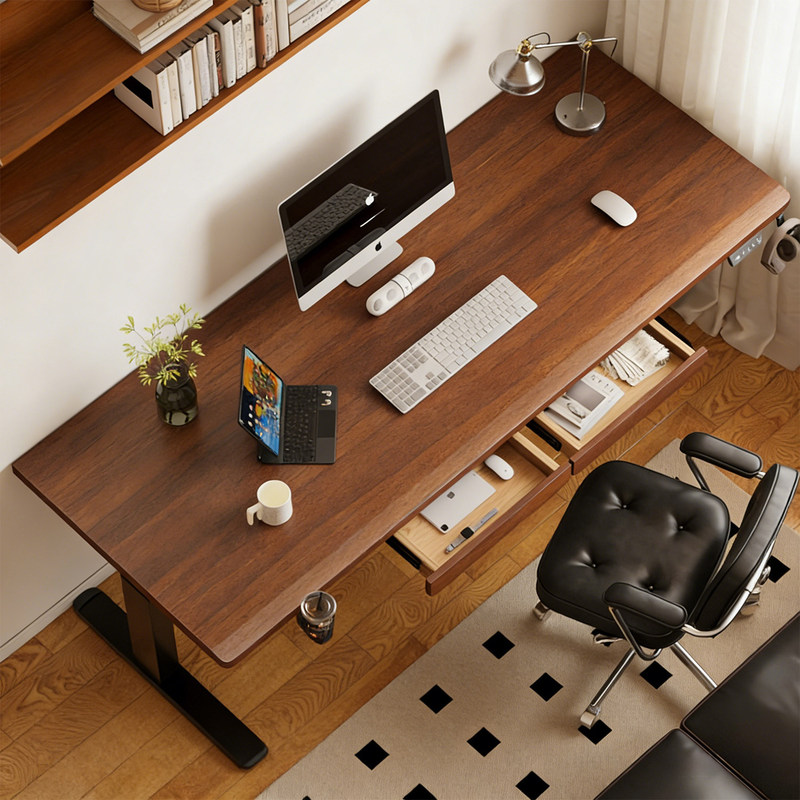 Carefully Selected Solid Wood Electric Height-Adjustable Desk, Computer Desk, Bedroom Desk, Gaming Desk, Office Desk, Height-Adjustable Work Table