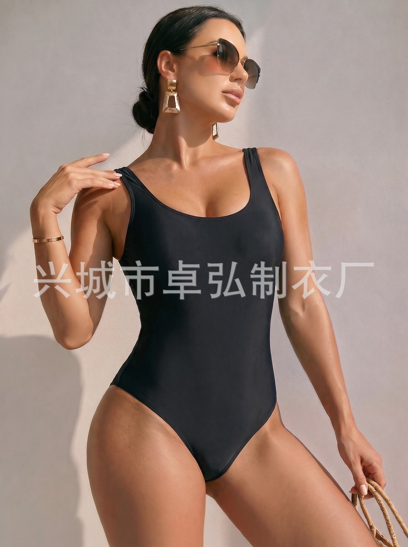 Traje de Baño Ajustado Nuevo de Moda Europea y Americana para Mujer, Traje de Baño Sexy de Una Pieza sin Espalda, Simple y Multicolor de Amazon para Mujer