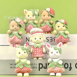 包邮森贝儿家族系列手办公仔贵宾狗动漫娃娃扭蛋机摆件批发代发