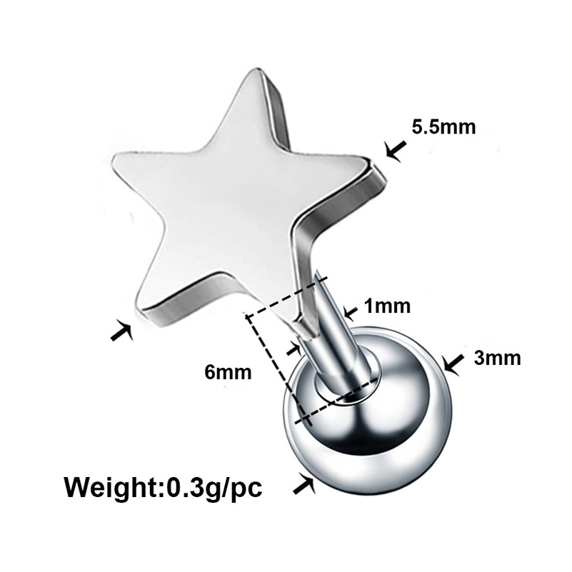 Fashion Rabbit Star Stainless Steel Plating Ear Studs 1 Piece