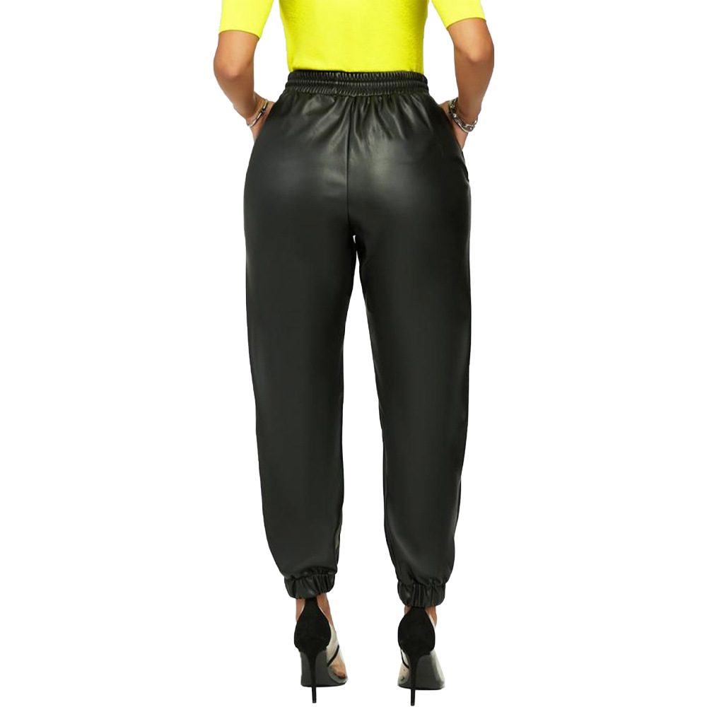 solid color PU leather casual pants nihaostyles clothing wholesale NSFNN84857