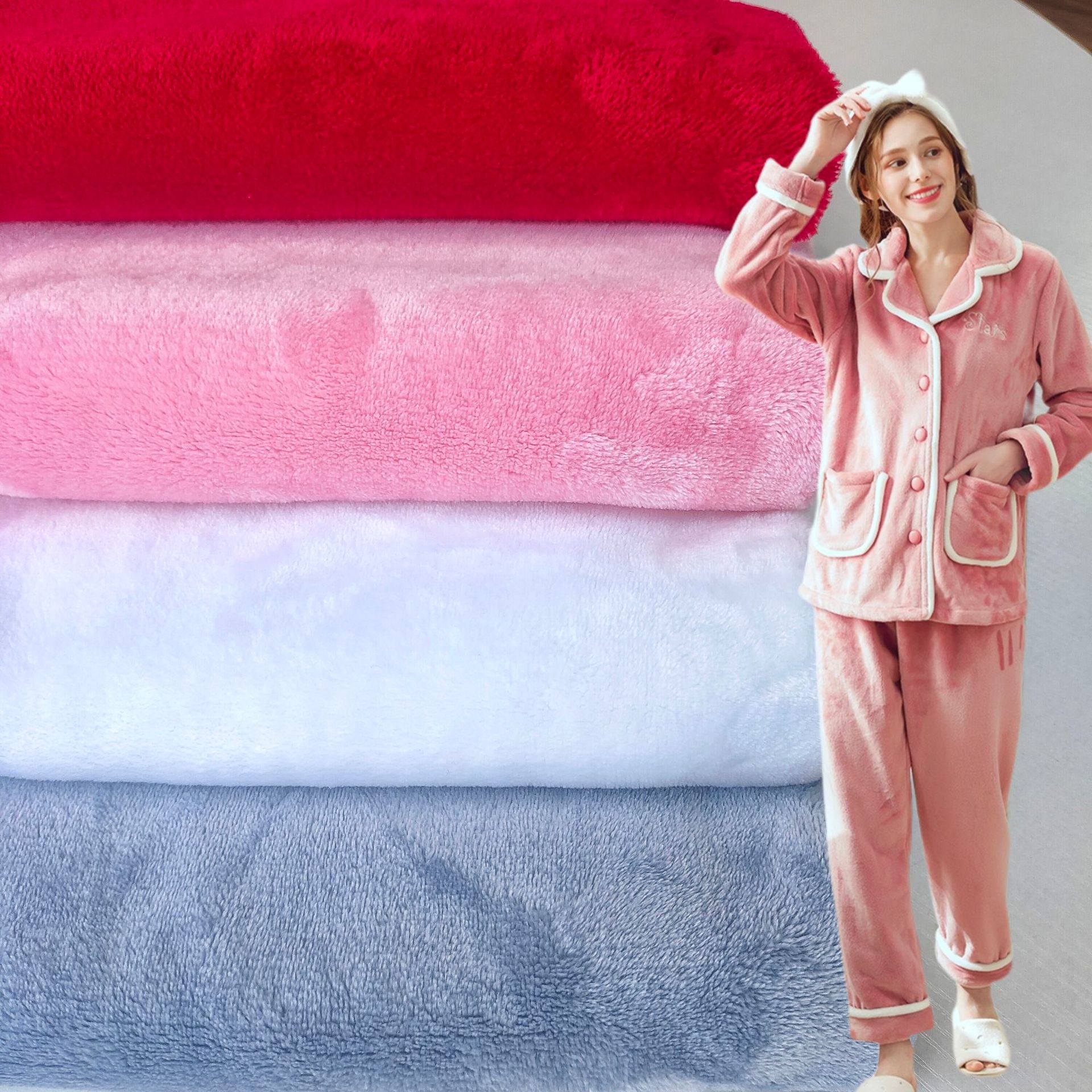 厂家直销 单面 双面 素色 印花 剪花 压花 提花 抽条 法兰绒面料