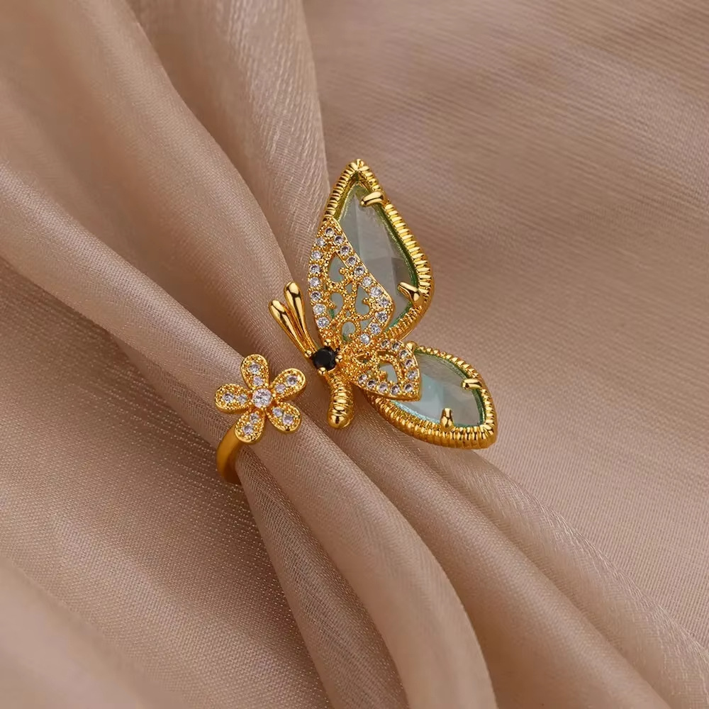 Butterfly Ring For Women, Luxury Micro-inlaid Zircon Open Ring_voghion.com
