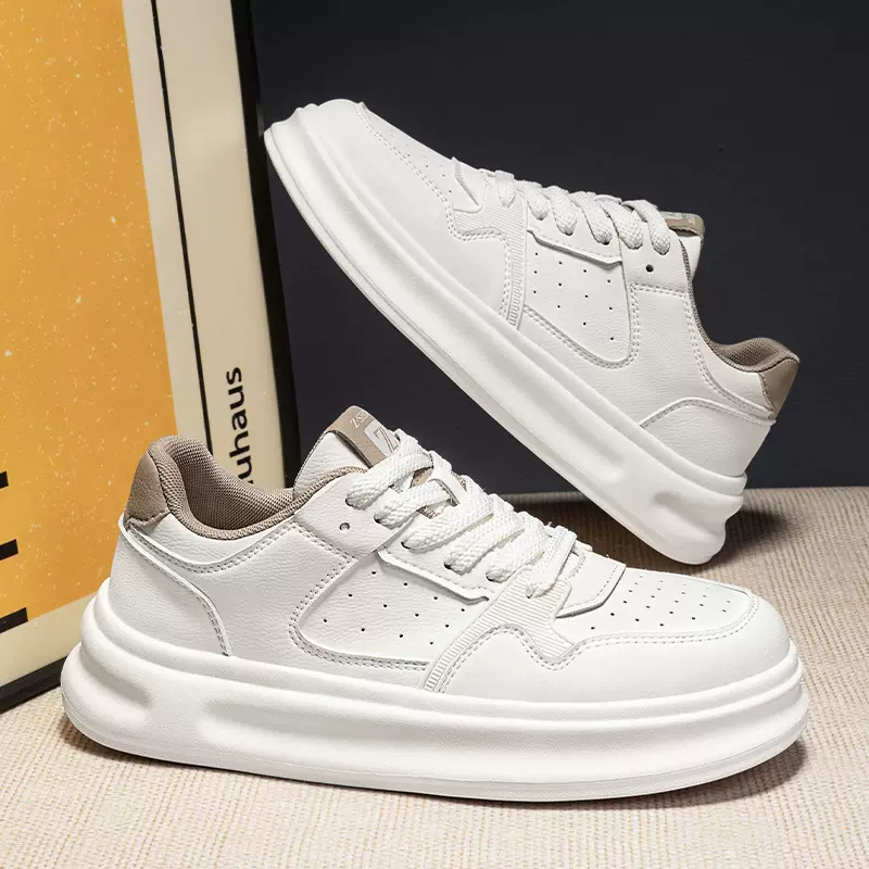 男鞋2025夏季新款厚底隐形内增高低帮板鞋青少年休闲百搭小白潮鞋