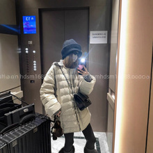 一衣两穿！可拆卸针织连帽90白鸭绒中长款排骨羽绒服外套女