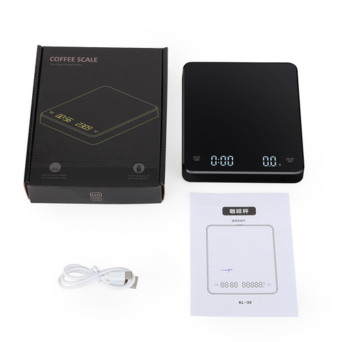 New electric coffee scale 3kg, rechargeable, smart weighing and timing LED hidden screen baking scale