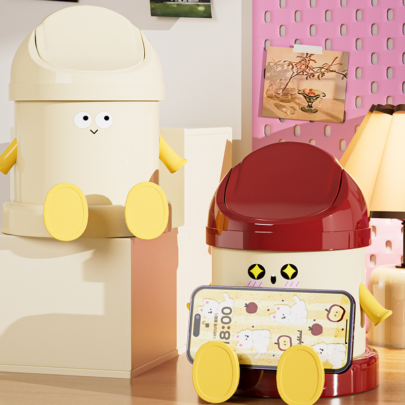 クリエイティブな携帯電話ホルダーデスクトップゴミ箱かわいい小さな手と足寮リビングルームデスク蓋付き紙バスケット収納バケツ|undefined