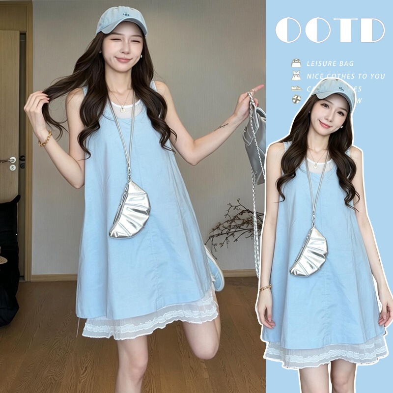 2025 Korean Version of Age-Reducing Sleeveless Sweet Loose Two-Piece Dress for Pregnant Women 2025 Korean Version of Age-Reducing Sleeveless Sweet Loose Two-Piece Dress for Pregnant Women