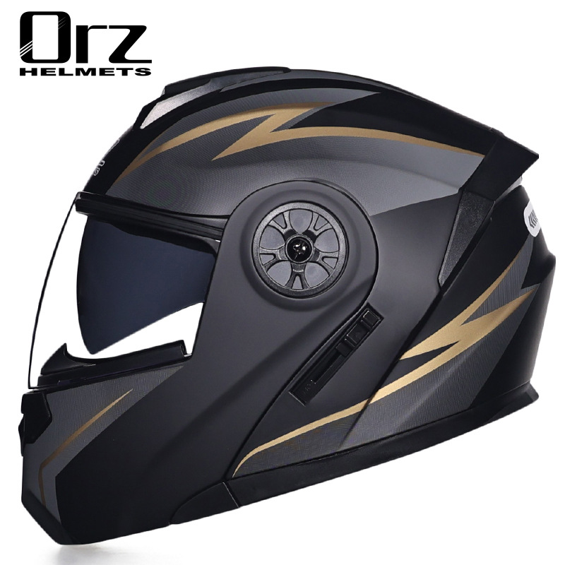 ORZ Casco de coche eléctrico Casco completo gris para hombres y mujeres Casco completo Casco pequeño Casco de cuatro estaciones Casco completo sin motocicleta