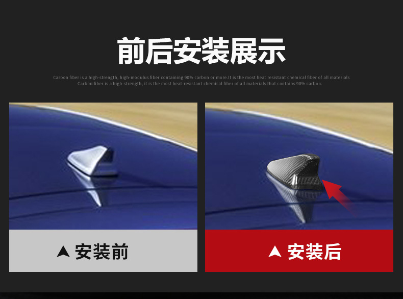 Cross-Border Applicable Accessories for Hyundai 19 Veloster Car Exterior Modification, Real Carbon Fiber Roof Shark Fin Antenna Cover