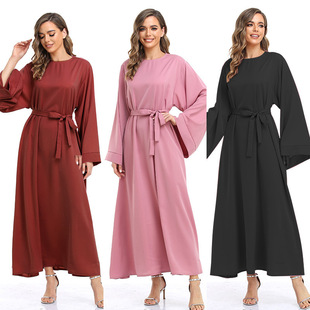Cross-border supply dress plus size women's gowns lace-up skirts spring and autumn women's gowns wholesale
