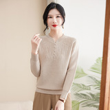中老年女装新款风针织毛衣时尚宽松长袖针织衫提花休闲妈妈上衣，女装针织衫/毛衣，妃慕昵服饰