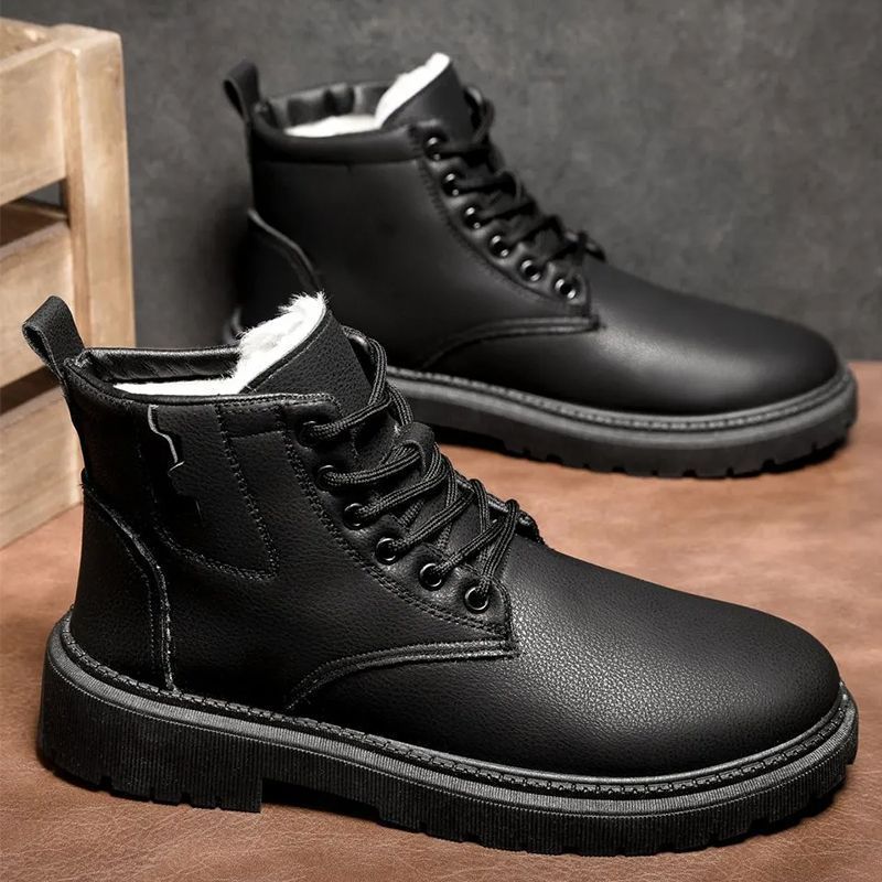 Casual Snow Boots for Men, Velvet Martin Boots, Thick-Soled High-Top Casual Shoes for Men, Cross-Border Trendy High-End Men's Shoes