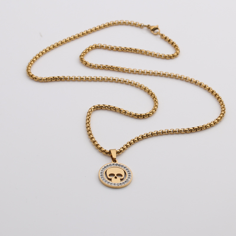 Housewarming, Anniversary, Business, Wedding, Travel, Birthday, Festival Occasion Jewelry New Products Full Of Diamond Skull Pendant Necklace