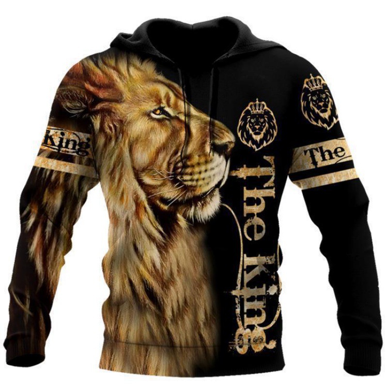 Personalidad de otoño e invierno suéter 3D transfronterizo popular para hombre con estampado de animales fresco calle vikingos serie sudadera con capucha