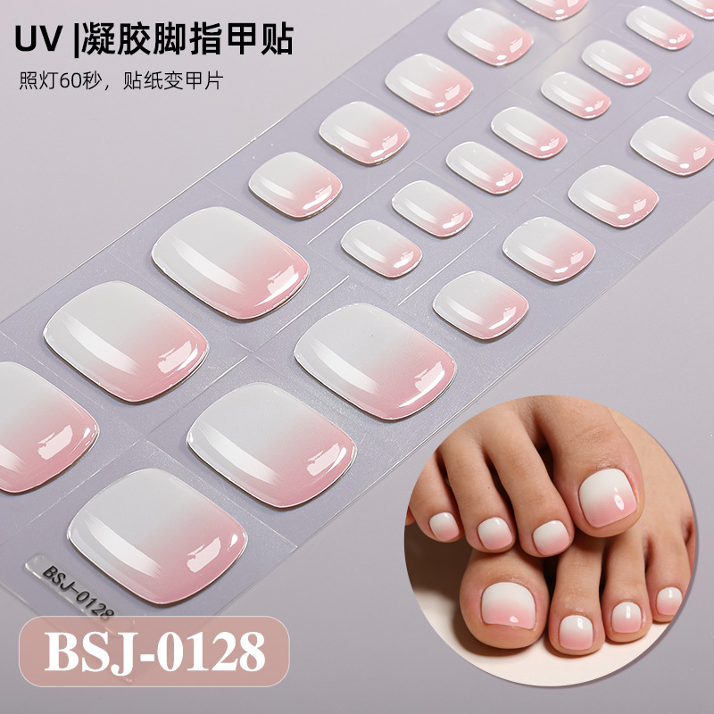 Zhengxiang Cross-Border New Gradient French Semi-Cured Gel Nail Stickers with Glitter, Semi-Transparent, Brightening Toenail Uv Nail Stickers Zhengxiang Cross-Border New Gradient French Semi-Cured Gel Nail Stickers with Glitter, Semi-Transparent, Brightening Toenail Uv Nail Stickers