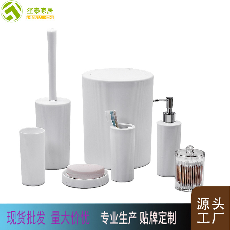 Artículos de baño de plástico algodón puede cepillo de dientes taza de algodón transparente tubo de hisopo traje de cepillo de baño enjuague bucal taza bote de basura