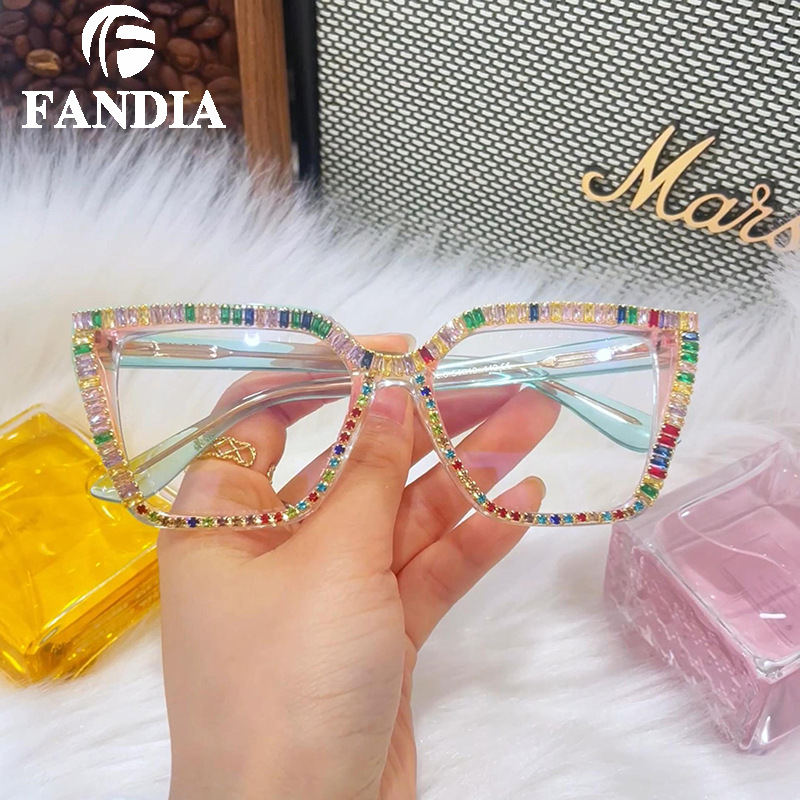 A97714 gafas de moda marcos de gafas de diamante hechos a mano marcos de gafas anti-luz azul gafas protectoras de ojos de mujer fábrica en stock