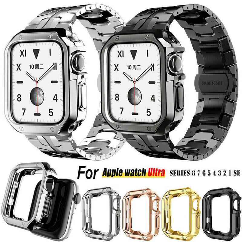 Applicable to Apple Watch Series Ultra1-8/SE Iron Man stainless steel strap TPU case Applicable to Apple Watch Series Ultra1-8/SE Iron Man stainless steel strap TPU case