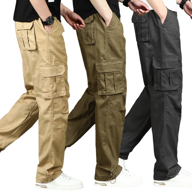 Overol-frontera especial de los hombres multi-Bolsillo sueltos pantalones casuales resistentes al desgaste pantalones al aire libre comercio exterior más el tamaño de los deportes rectos