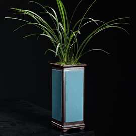 四方陶瓷花盆哥窑高款中国风兰花专用个性紫砂花器飘枝老桩造景盆