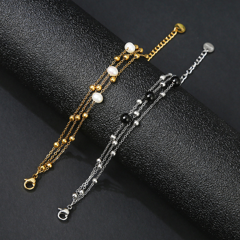 Bracelets Classification Fashion Geometric Stainless Steel Agate Pearl Bracelets 1 Piece