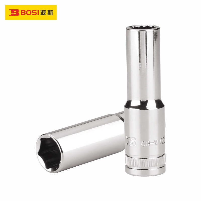 波斯工具 12.5mm系列铬钒钢公制镜面加长套筒8-32mm