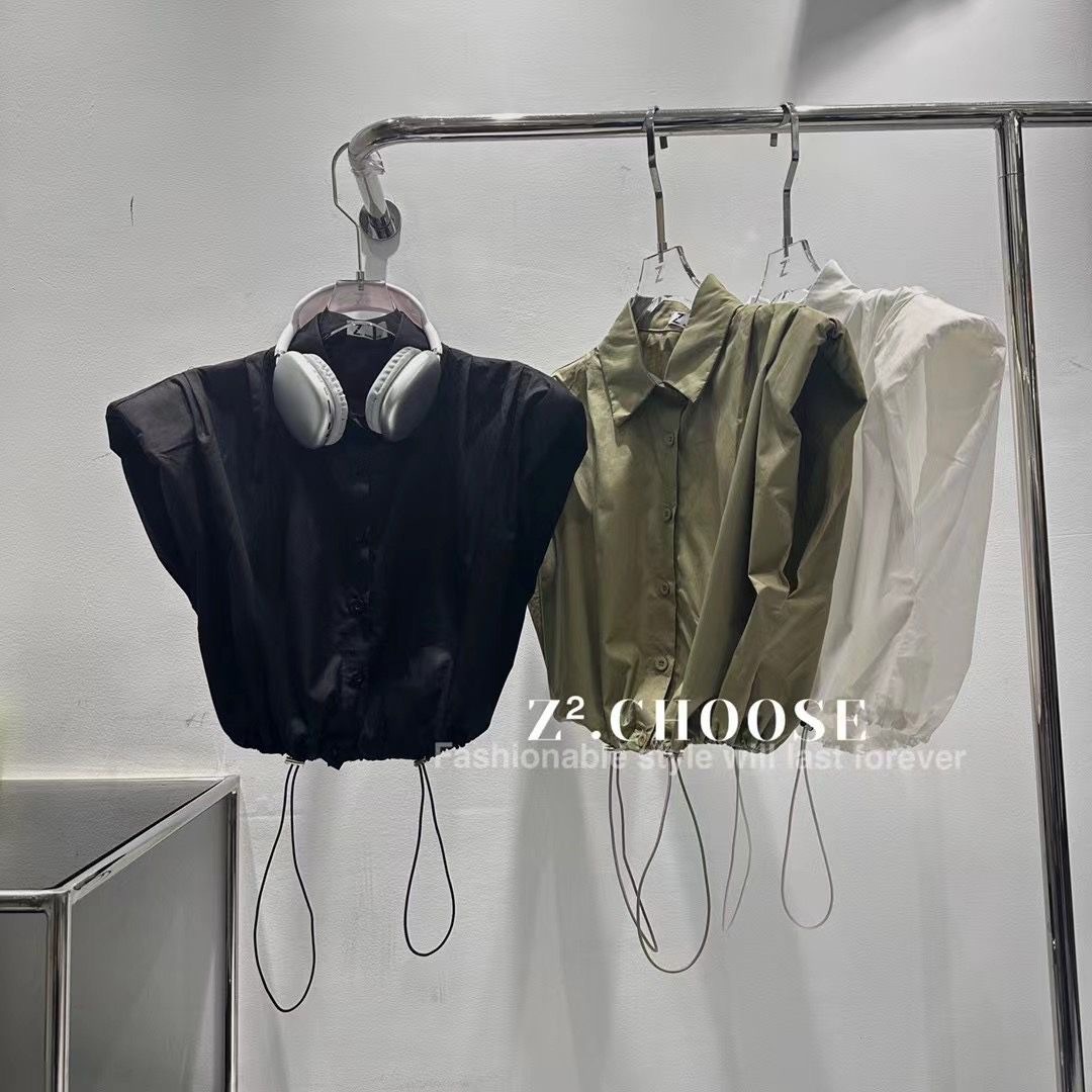 Chicas 2020 Verano nuevo estilo de Hong Kong estilo occidental de moda con cordón de cintura camisa corta sin mangas de un solo pecho