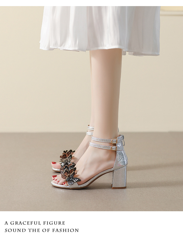 Sandals Women's Summer 2023 New Thick Heel With a Bow Design Sense Niche high heels large size 41-43_voghion.com