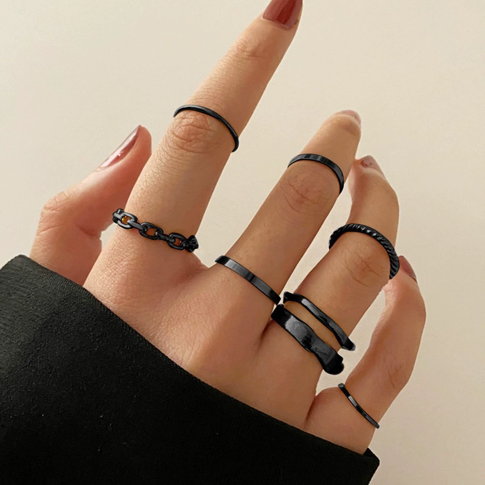 Ring multi-joint set, European style, metal adjustable stackable rings, assorted designs