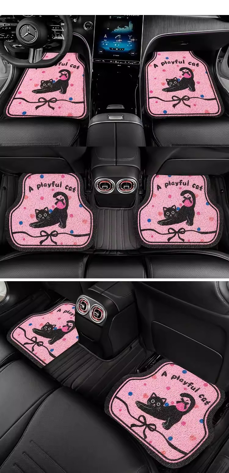Dropshipping Cartoon Dopamine Car Floor Mat Wire Loop Floor Mat Mud Scraper Colorful Stain-Resistant Wear-Resistant Easy to Care for