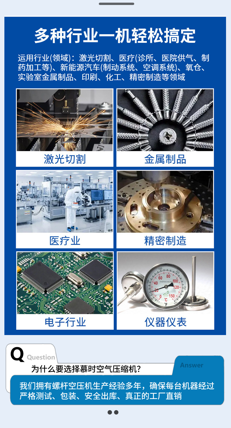 Convenient all-in-one screw air compressor 3kw7.5kW industrial-grade silent air pump air compressor 220v