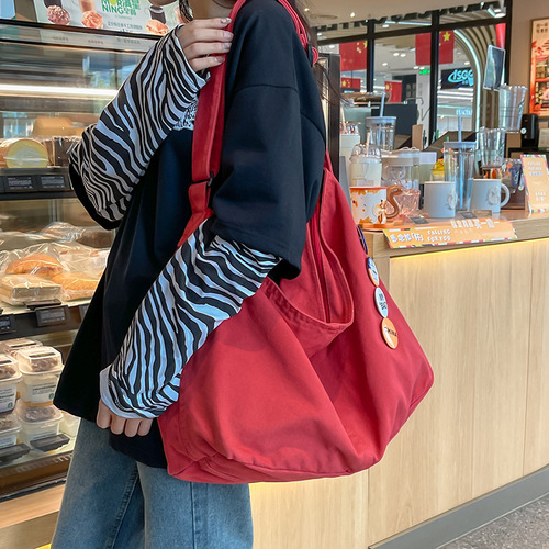 Crossbody Bag for Women, University Students, Class Bag, Dual-Purpose, Instagram Style, Japanese Style, Large Capacity, Raoying Canvas Bag, Single Strap Bag