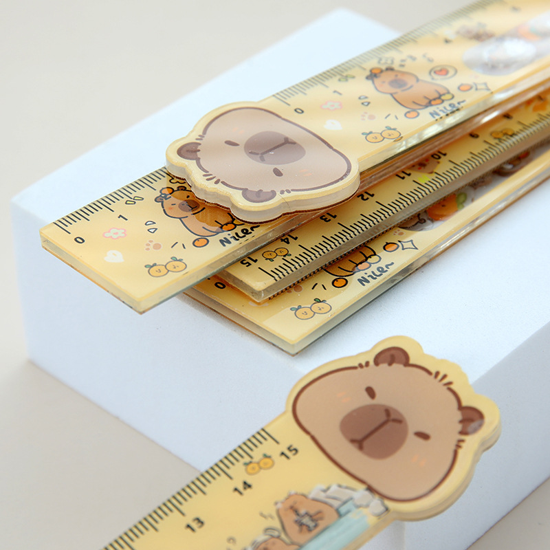 Nuevos productos Capibara Rock Regla 15cm acrílico regla recta de alto valor de la presión de los estudiantes de la escuela primaria papelería