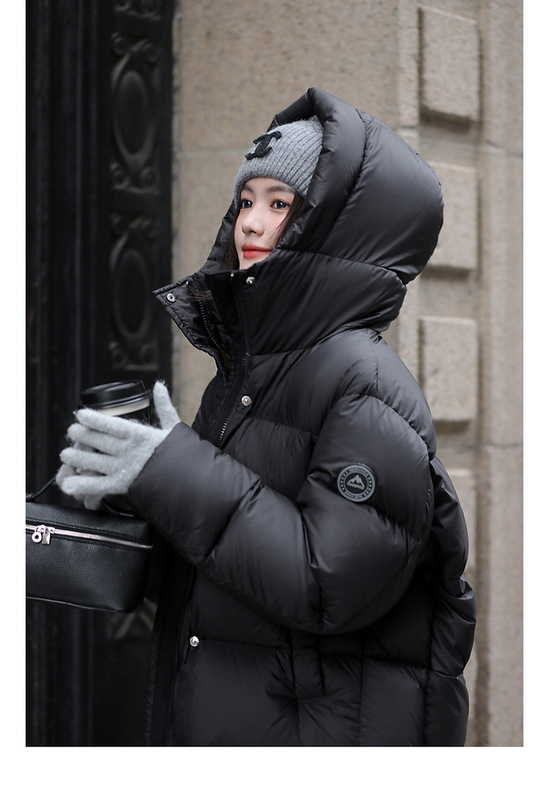 雪山系列黑色羽绒服女90国标白鸭绒新款加厚长款时尚冬季潮牌外套|undefined