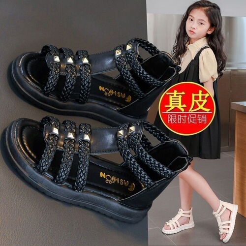 Baby girl summer new fashion Korean style open-toe soft sole princess primary school student girl Roman shoes
