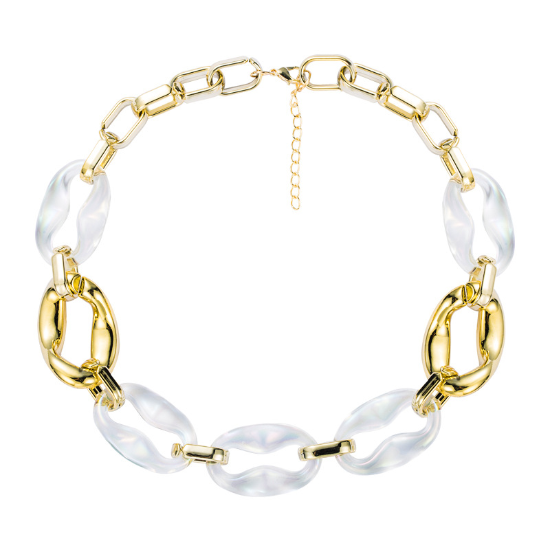 Collar Corto Con Costura De Hebilla Ot De Cadena De Oro Estilo Hip-hop display picture 5