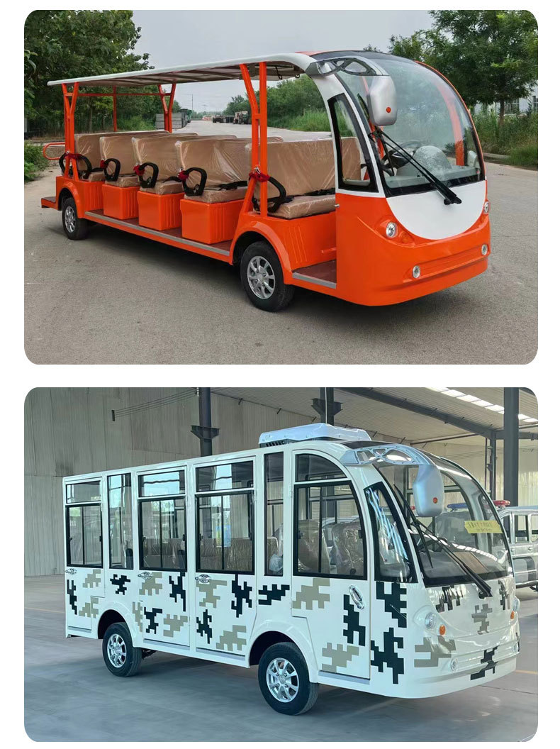Tourist Sightseeing Vehicles for Scenic Areas, Fuel-Powered Patrol Vehicles for Real Estate Viewings, 11-Seater and 14-Seater Open-Top and Enclosed Electric Sightseeing Vehicles