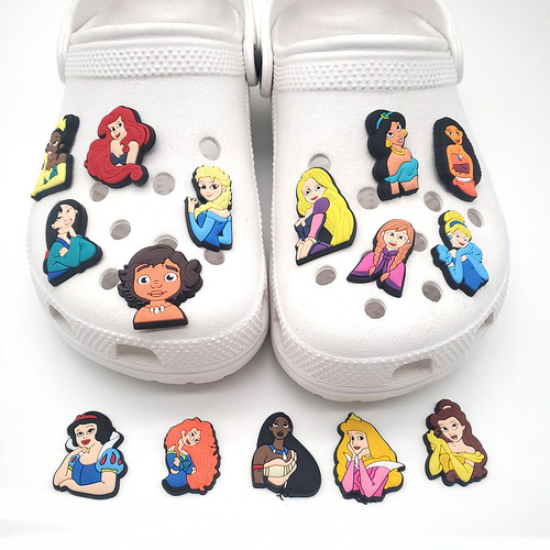 [Animation Princess Series] New Croc Croc Shoes with Beautiful Buckle, Shoe Flower PVC Upper Decoration Set