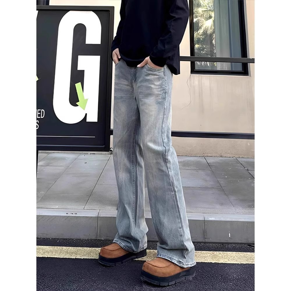 American High Street Bamboo Pattern Jeans Men's Summer American Cleanfit Slim Fit Pants High Waist Straight Pants