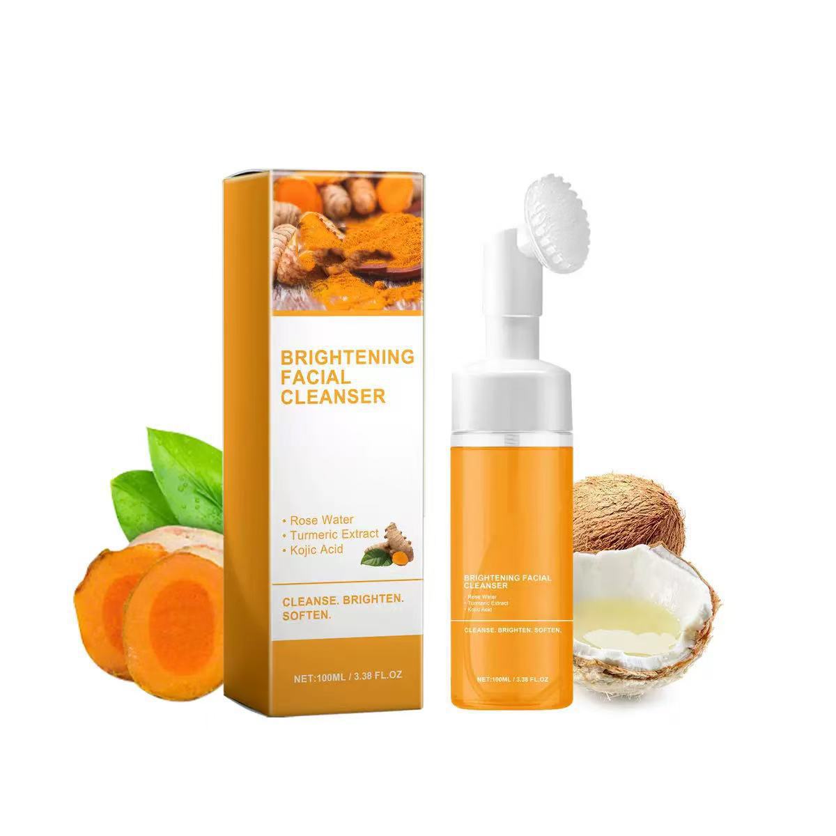 Turmeric Facial Cleanser Mousse Deep Cleansing Oil Control Brightening Rejuvenation Exfoliating Moisturizing Bubble Cleanser Cross-Border