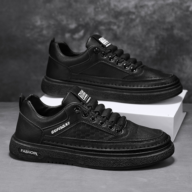 Nueva tendencia, zapatos casuales de todo fósforo para hombres, zapatillas transpirables, zapatos de cuero suave de alta gama, zapatos blancos, zapatillas casuales negras para hombres
