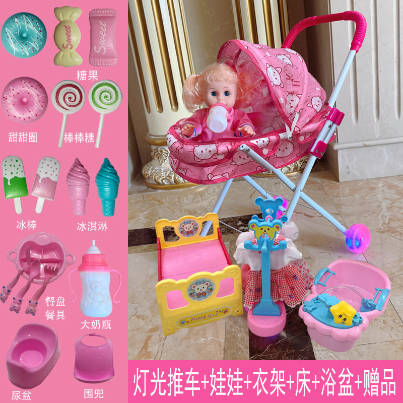 Cochecito de hierro para niños Juguetes Bebés Bebés Bebés Bebés Orinando con Muñecas Carrito de compras para bebés Niños y niñas