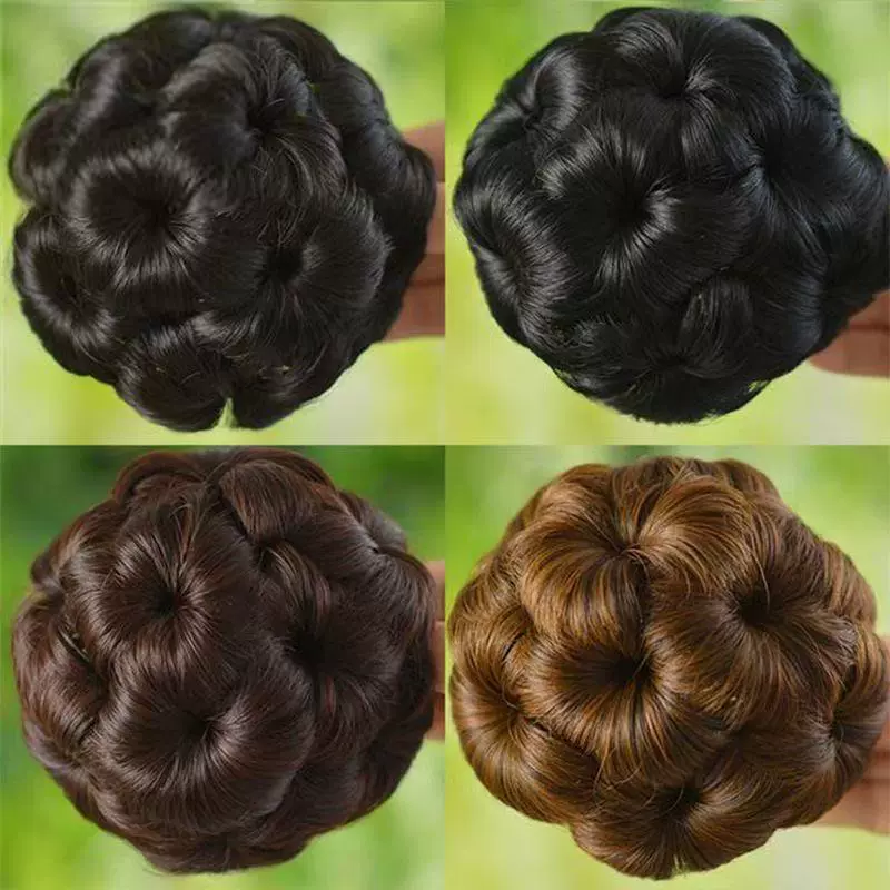 假发女发包抓夹九朵花盘发器花苞全丸子头卷发包盘头假发圈短发