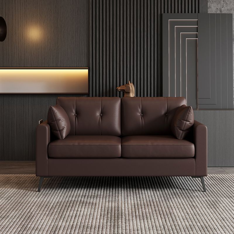 Sofa Small Apartment Rental House Office Clothing Store Home Double or Three Person Black Leather Sofa Living Room