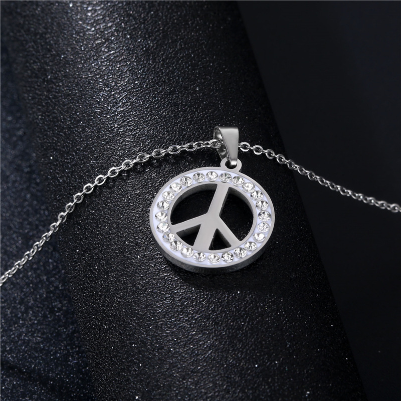 Simple Stainless Steel Anti-war Peace Sign Necklace Wholesale Nihaojewelry display picture 4