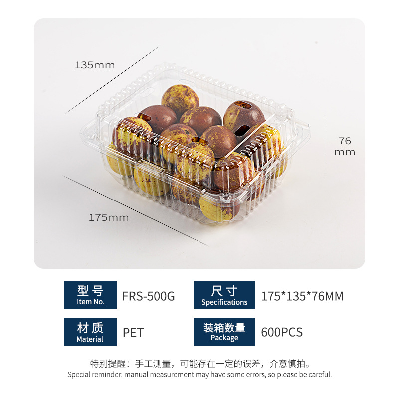 Caja de embalaje de fruta desechable caja de embalaje de plástico transparente caja de corte de fruta para llevar con tapa supermercado caja de frutas y verduras al por mayor