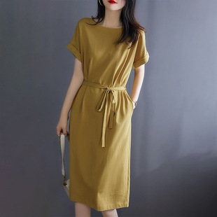 plus size dress Women's Summer Dress 2025 South Korea Cross-border New Loose Slim Elegant Short-sleeved Mid-length Loose Waist