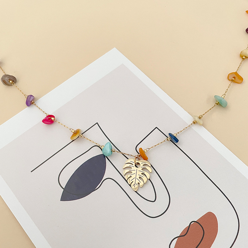 Simple Style Leaf Titanium Steel Plating Pendant Necklace 1 Piece