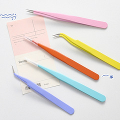 Stainless Steel Tweezers Candy Color Series Macaron Color Handbook Stickers Tools and Accessories 14 Styles